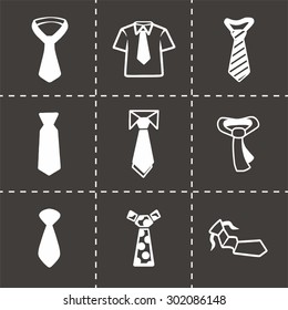 Vector tie icon set on black background