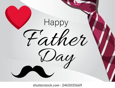 vector tie moustache red heart symbol of love happy father's day