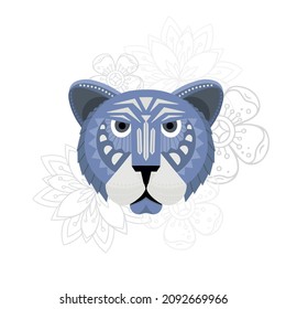 Vector tiger animal face. Chinese new year 2022 year of the tiger - Chinese zodiac symbol, Lunar new year concept