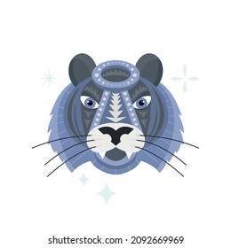 Vector tiger animal face. Chinese new year 2022 year of the tiger - Chinese zodiac symbol, Lunar new year concept