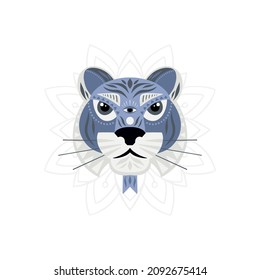 Vector tiger animal face. Chinese new year 2022 year of the tiger - Chinese zodiac symbol, Lunar new year concept