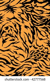 Vector tiger black and orange stripped