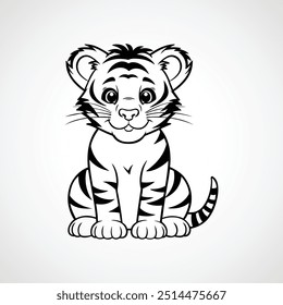 Vector Tiger Cartoon Illustration Template