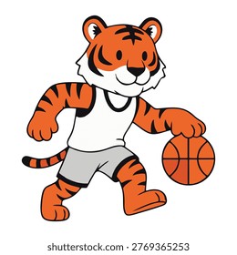 vector tiger cub with ball