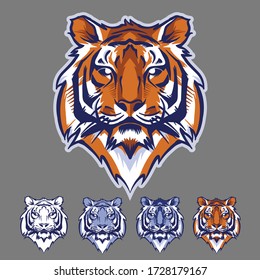 vector of tiger head with different colors