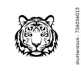 Vector tiger head, face  for retro logos, emblems, badges, labels template and t-shirt vintage design element. Isolated on white background