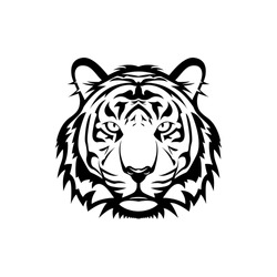 Wektorowa Głowa Tygrysa, Twarz Do Logo Retro, Emblematy, Odznaki, Szablon Etykiet I Element Vintage. Izolowany Na Białym Tle