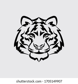 Vector tiger head, face for retro logos, emblems, badges, labels template vintage design element. Isolated on white background