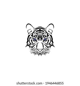 Vector Tiger Head, Face for Retro Logos, Emblems, Badges, Labels Template and T-shirt Vintage Design Element