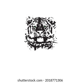 Vector tiger head, face for retro logos, emblems, badges, labels template and T-shirts vintage design elements. Isolated on a white background