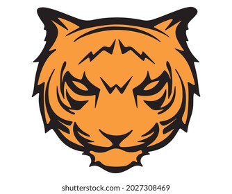 Vector tiger head, face for retro logos, emblems, badges, labels template and t-shirt vintage design element. Isolated on white background