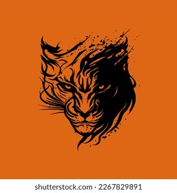 Vector tiger head, face for retro logos, emblems, badges, label templates and t-shirt vintage design elements.