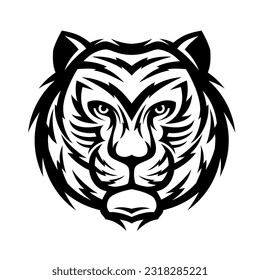 Vector tiger head, face for retro logos, emblems, badges, labels template and t-shirt vintage design element. Isolated on white background svg