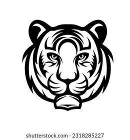 Vector tiger head, face for retro logos, emblems, badges, labels template and t-shirt vintage design element. Isolated on white background svg