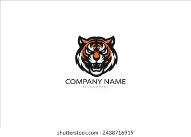 Vector tiger head, face for retro logos, emblems, badges, labels template and t-shirt vintage design element. Isolated on white background