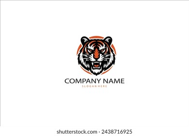 Vector tiger head, face for retro logos, emblems, badges, labels template and t-shirt vintage design element. Isolated on white background