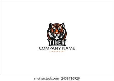 Vector tiger head, face for retro logos, emblems, badges, labels template and t-shirt vintage design element. Isolated on white background