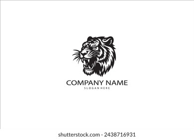 Vector tiger head, face for retro logos, emblems, badges, labels template and t-shirt vintage design element. Isolated on white background