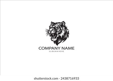 Vector tiger head, face for retro logos, emblems, badges, labels template and t-shirt vintage design element. Isolated on white background