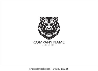 Vector tiger head, face for retro logos, emblems, badges, labels template and t-shirt vintage design element. Isolated on white background