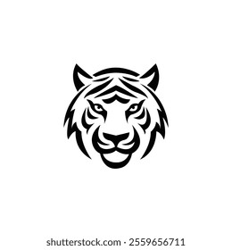 Vector tiger head, face for retro logos, emblems, badges, labels template and t-shirt vintage design element.