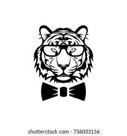 Vector tiger head, face  for retro logos, emblems, badges, labels template and t-shirt vintage design element. Isolated on white background