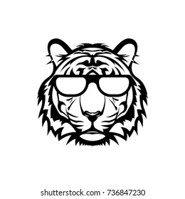 Vector tiger head, face  for retro logos, emblems, badges, labels template and t-shirt vintage design element. Isolated on white background