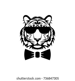 Vector tiger head, face  for retro logos, emblems, badges, labels template and t-shirt vintage design element. Isolated on white background