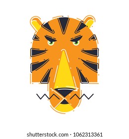 Vector tiger head with mustache