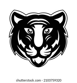 Vector tiger head silhouette illustration isolated on a white background