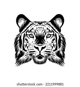 Vector tiger head which is perfect for illustrations, tattoos, or logos