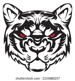 Vector tiger head with white background