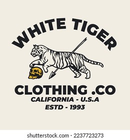 Vector Tiger illustration Hand Drawn Clothing Apparel Logo Badge