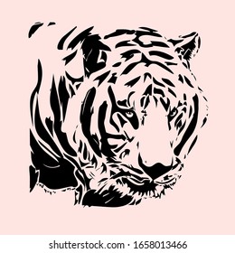 Ilustración De Los Tigres Vectoriales Aislada En Fondo De Coloración.