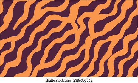 Vector tiger pattern. Animal abstract skin seamless pattern. Groovy poster y2k retro background for print design. Neon glow. Simple vector illustration.
