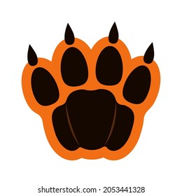 Vector tiger paw with claws. Logo template for design. 2022 symbol