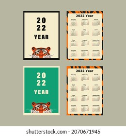 vector tiger print. calendar year of the tiger on print. 2022