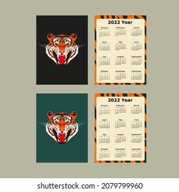 impresión vectorial de tigre. año calendario del tigre impreso. 2022