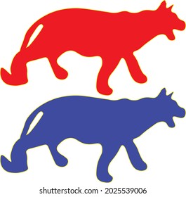 Vector Tiger Red And Blue Full Color