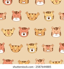 Vector Tiger Seamless Pattern Background for Print Fabric Surface Fashion Wrapping
