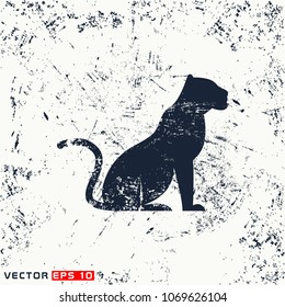 Vector tiger silhouette on grunge background