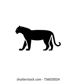 Vector tiger silhouette view side for retro logos, emblems, badges, labels template vintage design element. Isolated on white background