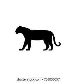 Vector tiger silhouette view side for retro logos, emblems, badges, labels template vintage design element. Isolated on white background