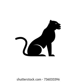 Vector tiger silhouette view side for retro logos, emblems, badges, labels template vintage design element. Isolated on white background