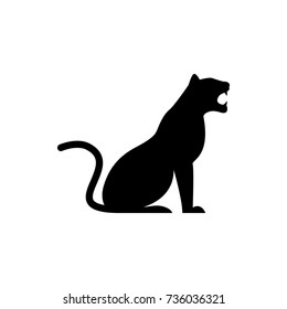 Vector tiger silhouette view side for retro logos, emblems, badges, labels template vintage design element. Isolated on white background