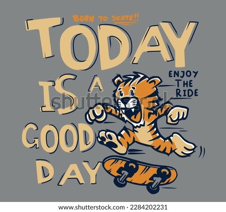 vector tiger skatebosrd illustraion print