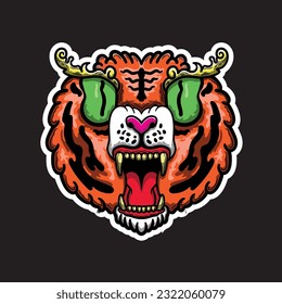 vector tiger for sticker and you thisrt