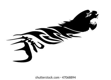vector tiger tattoo with chinese character for tiger