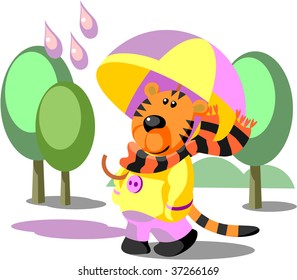 Vector. Tiger walking color 02. More Cartoons see in portfolio
