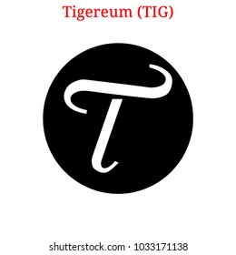 Vector Tigereum (TIG) digital cryptocurrency logo. Tigereum (TIG) icon. Vector illustration isolated on white background.